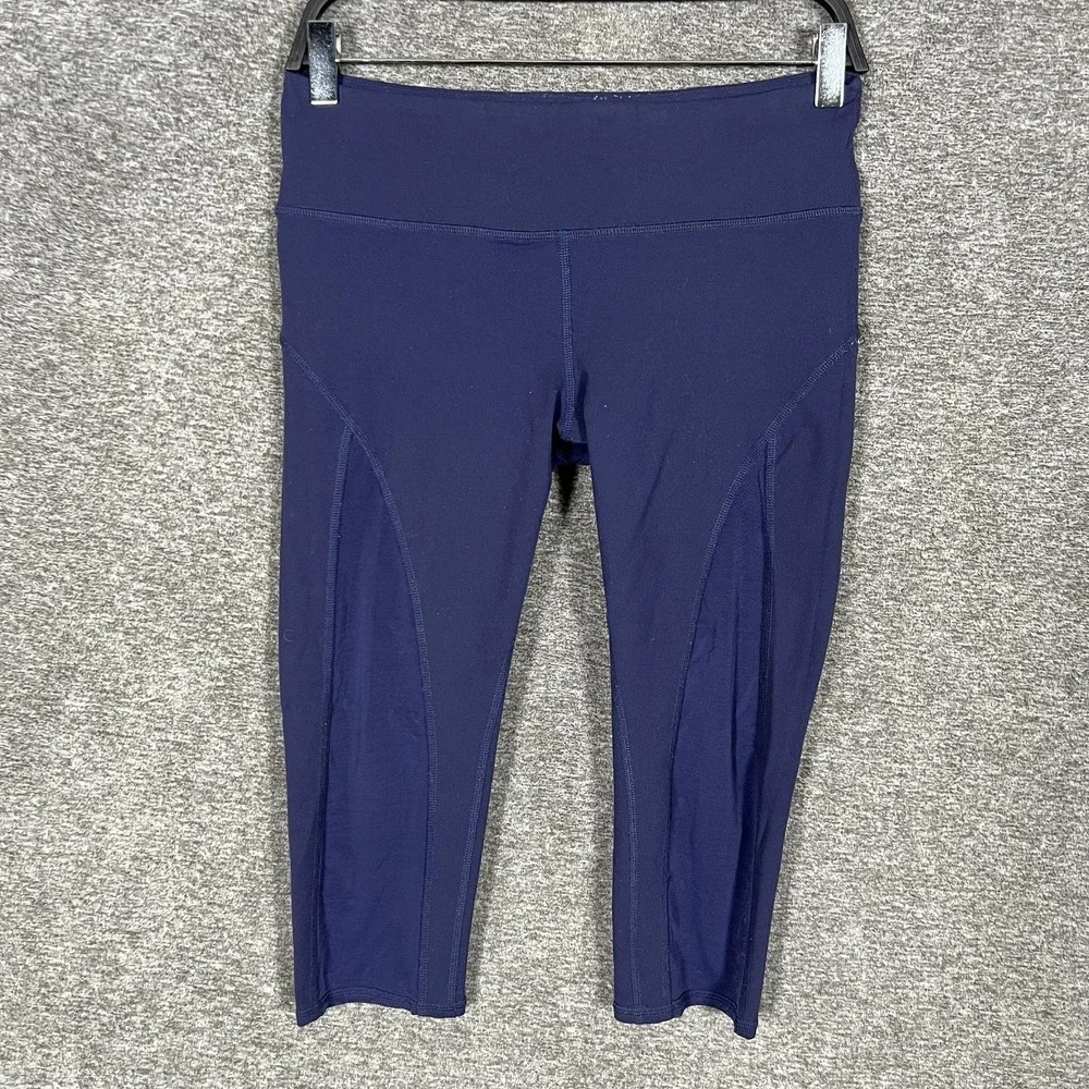 Alo Yoga Leggings Womens Medium Blue Capri High Rise Yoga Athletic Stretch